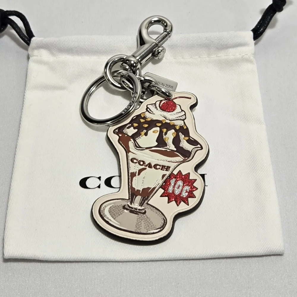Coach Ice Cream Sundae Chalk/Multi Leather Bag Charm